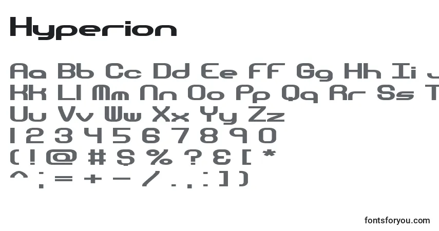 A fonte Hyperion – alfabeto, números, caracteres especiais