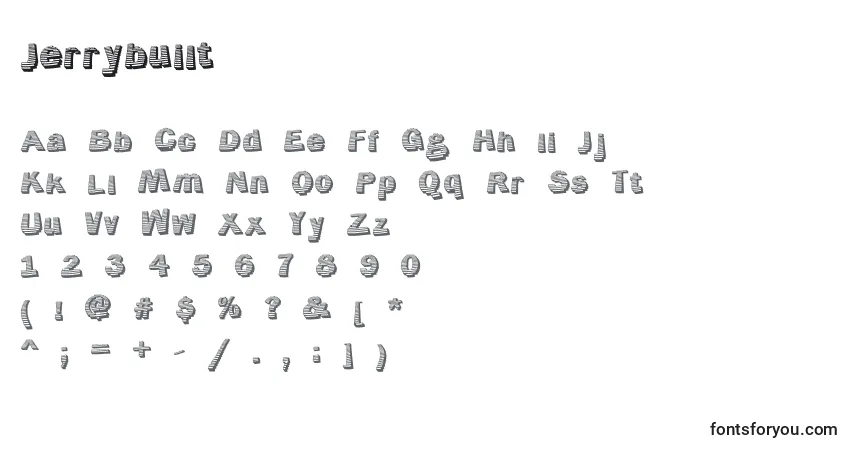 Czcionka Jerrybuilt – alfabet, cyfry, specjalne znaki