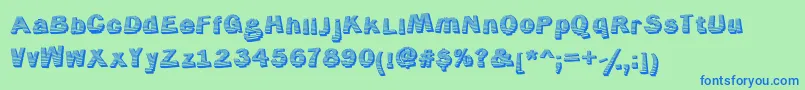 Czcionka Jerrybuilt – niebieskie czcionki na zielonym tle