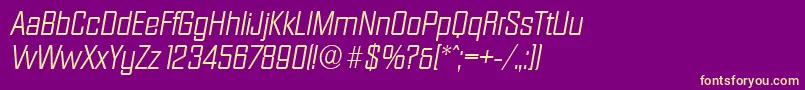 Fonte DiamanteserialLightItalic – fontes amarelas em um fundo roxo
