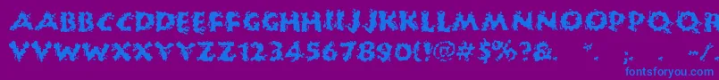 HuckleBuff-Schriftart – Blaue Schriften auf violettem Hintergrund