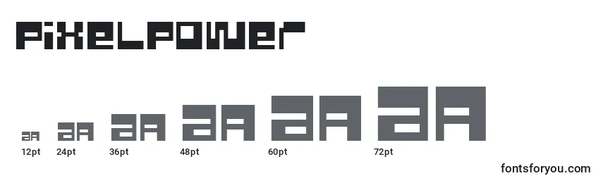 Größen der Schriftart PixelPower