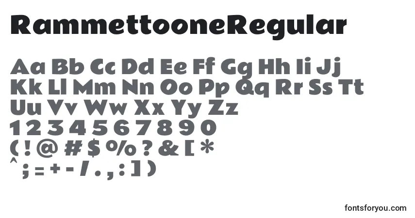 Czcionka RammettooneRegular – alfabet, cyfry, specjalne znaki