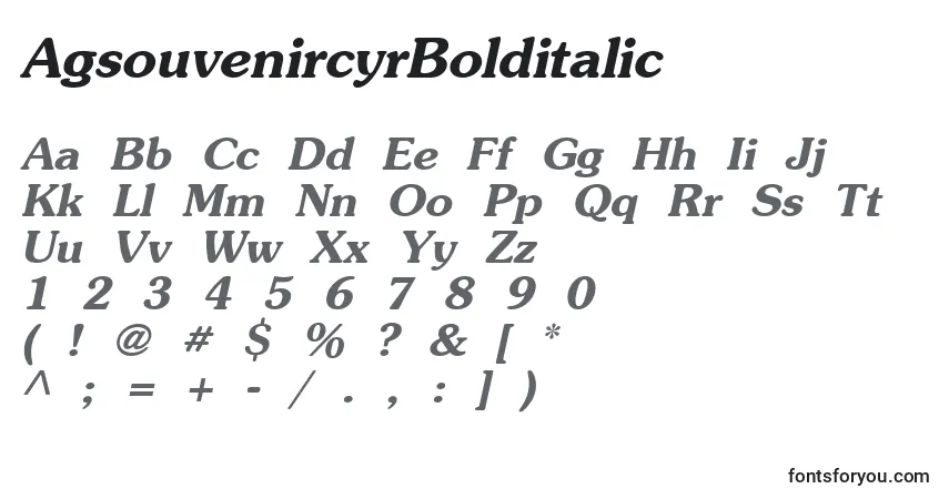 Fuente AgsouvenircyrBolditalic - alfabeto, números, caracteres especiales