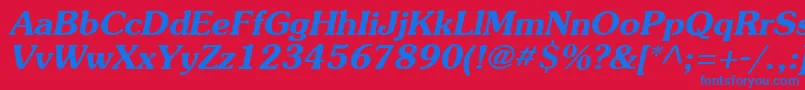 Czcionka AgsouvenircyrBolditalic – niebieskie czcionki na czerwonym tle