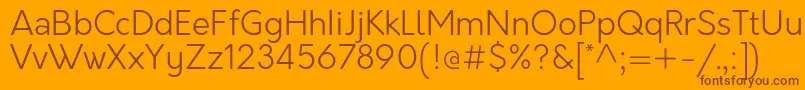 OrkneyLight-Schriftart – Braune Schriften auf orangefarbenem Hintergrund