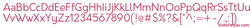 フォントOrkneyLight – 白い背景に赤い文字