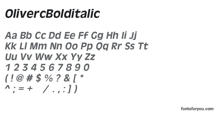 A fonte OlivercBolditalic – alfabeto, números, caracteres especiais
