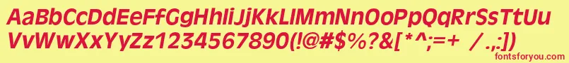 OlivercBolditalic Font – Red Fonts on Yellow Background