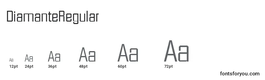 Размеры шрифта DiamanteRegular