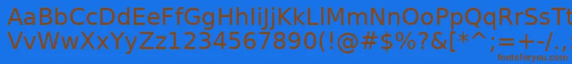 フォントDejavuSans – 茶色の文字が青い背景にあります。