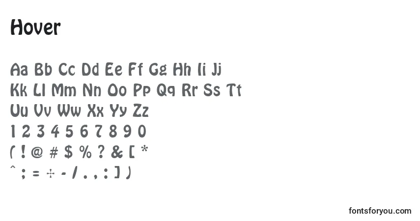 Czcionka Hover – alfabet, cyfry, specjalne znaki