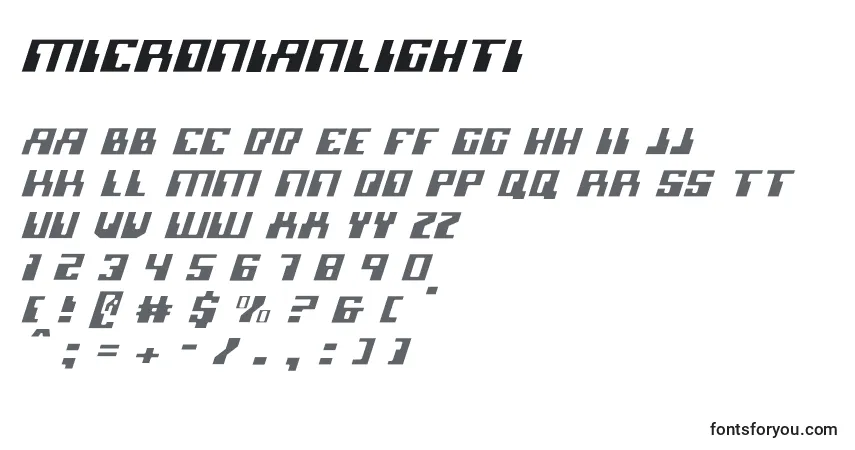 Schriftart Micronianlighti – Alphabet, Zahlen, spezielle Symbole