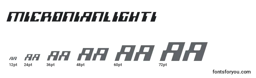 Размеры шрифта Micronianlighti