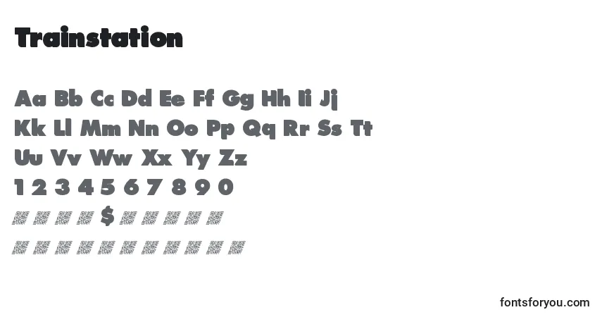 Czcionka Trainstation – alfabet, cyfry, specjalne znaki