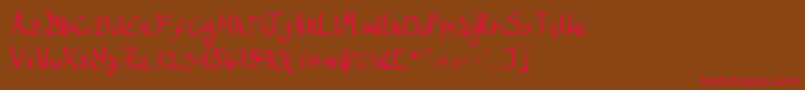 フォントReGifter – 赤い文字が茶色の背景にあります。