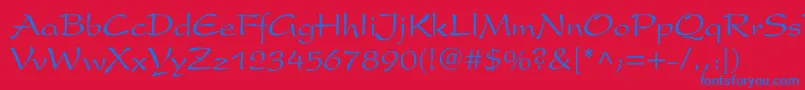 Czcionka ArxCyr – niebieskie czcionki na czerwonym tle
