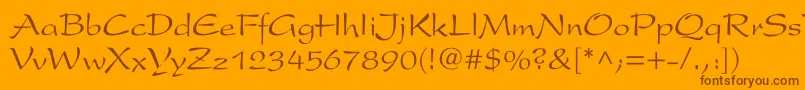 ArxCyr-Schriftart – Braune Schriften auf orangefarbenem Hintergrund