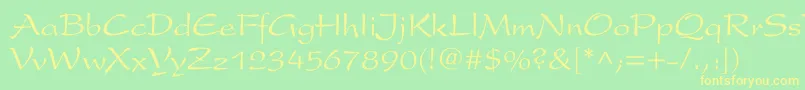 フォントArxCyr – 黄色の文字が緑の背景にあります