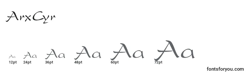 Размеры шрифта ArxCyr