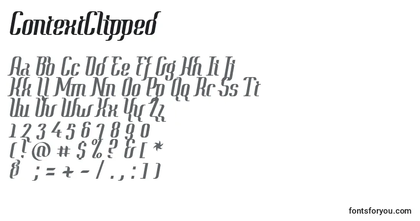 Schriftart ContextClipped – Alphabet, Zahlen, spezielle Symbole