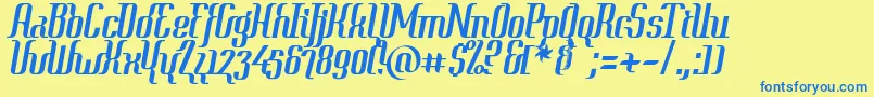 ContextClipped-Schriftart – Blaue Schriften auf gelbem Hintergrund