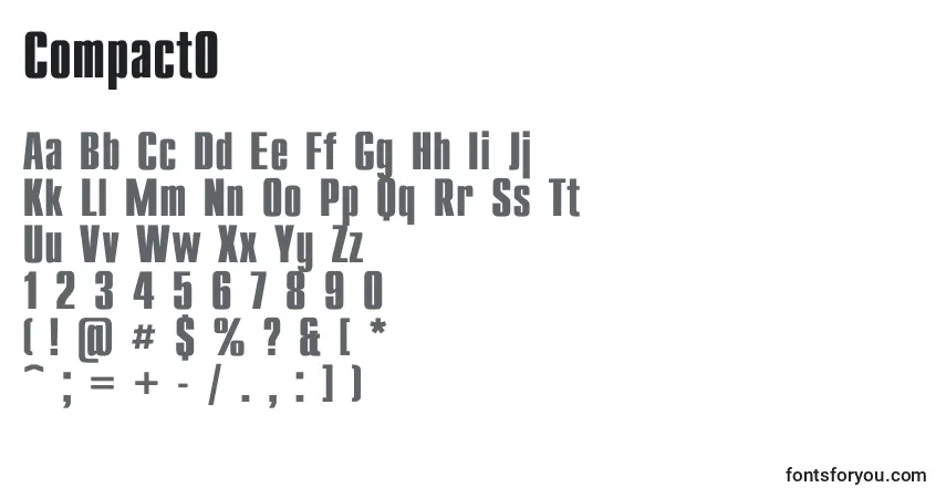 A fonte Compact0 – alfabeto, números, caracteres especiais