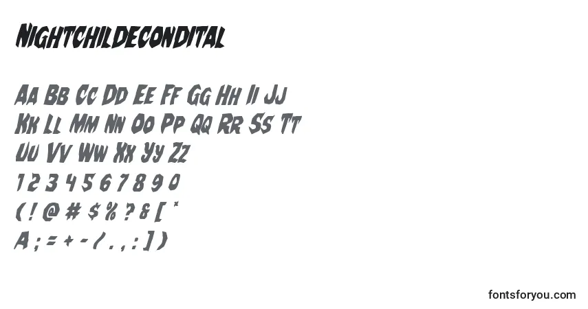 Fuente Nightchildecondital - alfabeto, números, caracteres especiales