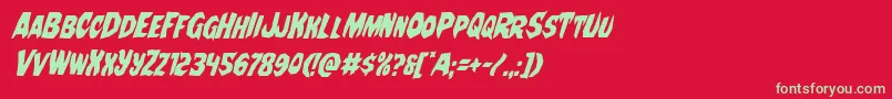 フォントNightchildecondital – 赤い背景に緑の文字