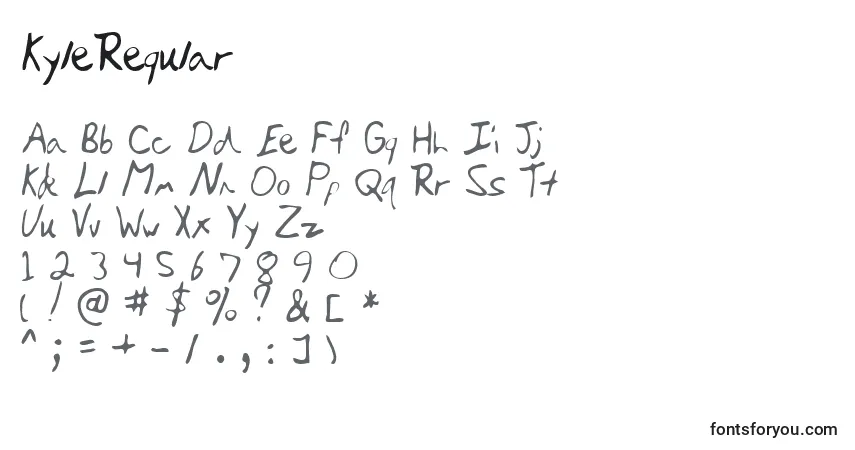 A fonte KyleRegular – alfabeto, números, caracteres especiais