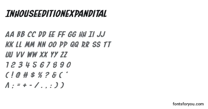 Шрифт Inhouseeditionexpandital – алфавит, цифры, специальные символы