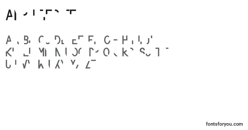 A fonte Amputierte – alfabeto, números, caracteres especiais