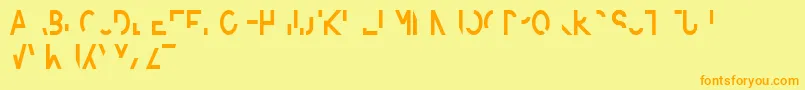 Amputierte-Schriftart – Orangefarbene Schriften auf gelbem Hintergrund