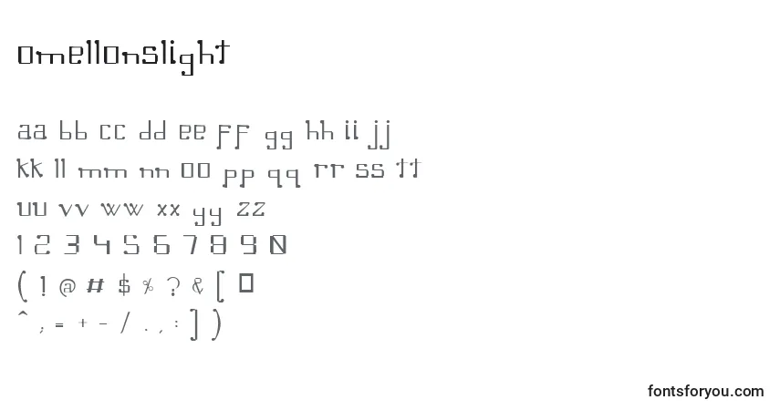 Schriftart OmellonsLight – Alphabet, Zahlen, spezielle Symbole