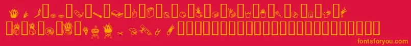 フォントPyrobats – 赤い背景にオレンジの文字
