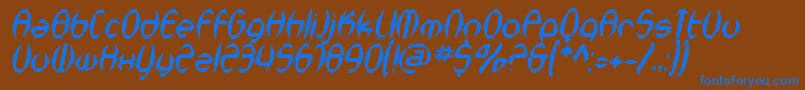 SfSynthonicPopOblique Font – Blue Fonts on Brown Background