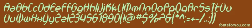 SfSynthonicPopOblique Font – Green Fonts on Brown Background