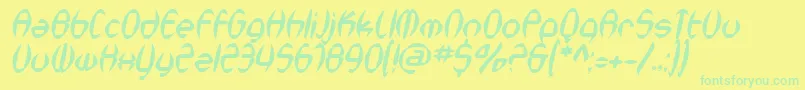 SfSynthonicPopOblique Font – Green Fonts on Yellow Background