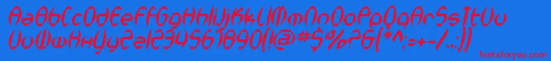 SfSynthonicPopOblique Font – Red Fonts on Blue Background