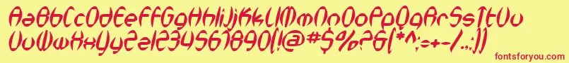 SfSynthonicPopOblique Font – Red Fonts on Yellow Background