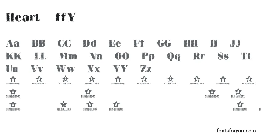A fonte Heart ffy – alfabeto, números, caracteres especiais