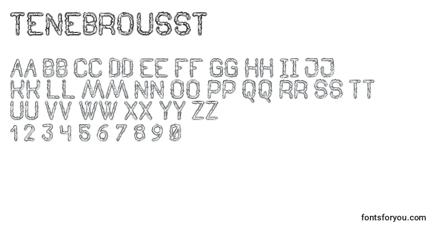 Czcionka TenebrousSt – alfabet, cyfry, specjalne znaki