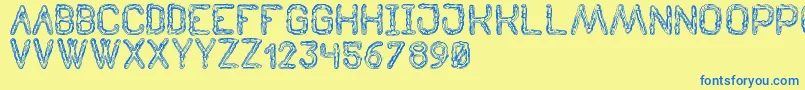 TenebrousSt Font – Blue Fonts on Yellow Background