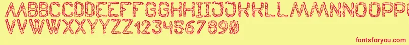 TenebrousSt Font – Red Fonts on Yellow Background