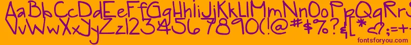 DjbTia-Schriftart – Violette Schriften auf orangefarbenem Hintergrund