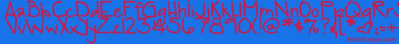 DjbTia-Schriftart – Rote Schriften auf blauem Hintergrund