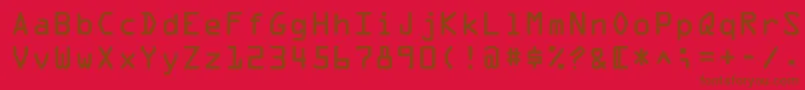 OpticaladbNormal-Schriftart – Braune Schriften auf rotem Hintergrund