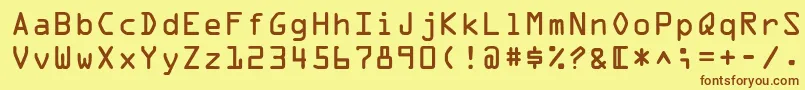 フォントOpticaladbNormal – 茶色の文字が黄色の背景にあります。