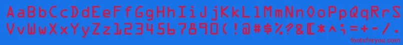 Czcionka OpticaladbNormal – czerwone czcionki na niebieskim tle
