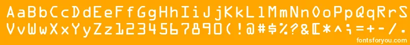 OpticaladbNormal-fontti – valkoiset fontit oranssilla taustalla